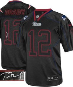 Nike Patriots #12 Tom Brady Lights Out Black Stitched NFL Elite Autographed Jersey