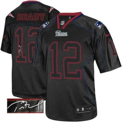 Nike Patriots #12 Tom Brady Lights Out Black Stitched NFL Elite Autographed Jersey