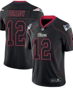 Nike Patriots #12 Tom Brady Lights Out Black Stitched NFL Limited Rush Jersey
