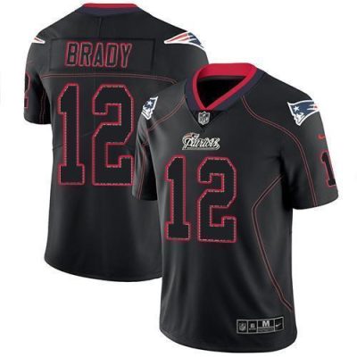 Nike Patriots #12 Tom Brady Lights Out Black Stitched NFL Limited Rush Jersey