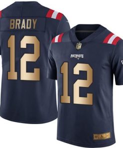 Nike Patriots #12 Tom Brady Navy Blue Stitched NFL Limited Gold Rush Jersey