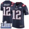 Nike Patriots #12 Tom Brady Navy Blue Super Bowl LIII Bound Stitched NFL Limited Rush Jersey