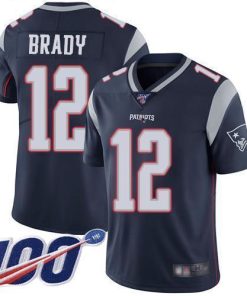 Nike Patriots #12 Tom Brady Navy Blue Team Color Stitched NFL 100th Season Vapor Limited Jersey