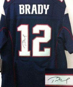 Nike Patriots #12 Tom Brady Navy Blue Team Color Stitched NFL Elite Autographed Jersey