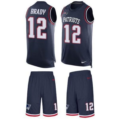 Nike Patriots #12 Tom Brady Navy Blue Team Color Stitched NFL Limited Tank Top Suit Jersey