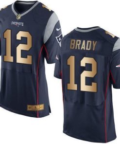 Nike Patriots #12 Tom Brady Navy Blue Team Color Stitched NFL New Elite Gold Jersey