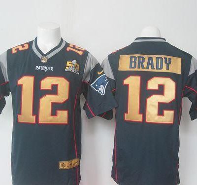 Nike Patriots #12 Tom Brady Navy Blue Team Color Super Bowl 50 Collection Stitched NFL Elite Jersey