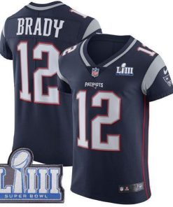 Nike Patriots #12 Tom Brady Navy Blue Team Color Super Bowl LIII Bound Stitched NFL Vapor Untouchable Elite Jersey