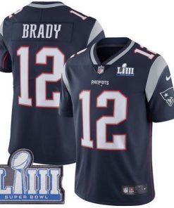 Nike Patriots #12 Tom Brady Navy Blue Team Color Super Bowl LIII Bound Stitched NFL Vapor Untouchable Limited Jersey