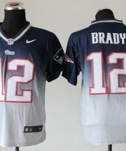 Nike Patriots #12 Tom Brady Navy Blue/Grey Stitched NFL Elite Fadeaway Fashion Jersey