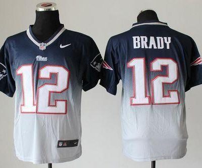 Nike Patriots #12 Tom Brady Navy Blue/Grey Stitched NFL Elite Fadeaway Fashion Jersey