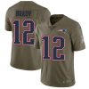Nike Patriots #12 Tom Brady Olive Stitched NFL Limited 2017 Salute To Service Jersey