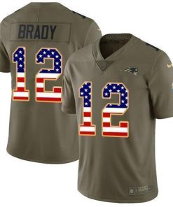 Nike Patriots #12 Tom Brady Olive/USA Flag Stitched NFL Limited 2017 Salute To Service Jersey