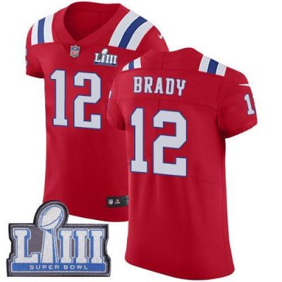 Nike Patriots #12 Tom Brady Red Alternate Super Bowl LIII Bound Stitched NFL Vapor Untouchable Elite Jersey