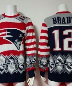 Nike Patriots #12 Tom Brady Red/Navy Blue Ugly Sweater