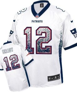 Nike Patriots #12 Tom Brady White Stitched NFL Elite Drift Fashion Jersey