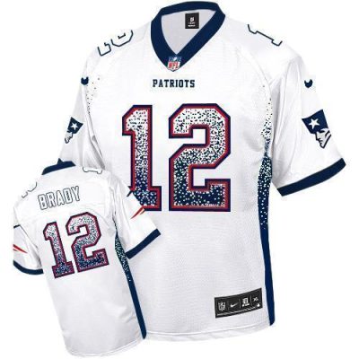 Nike Patriots #12 Tom Brady White Stitched NFL Elite Drift Fashion Jersey