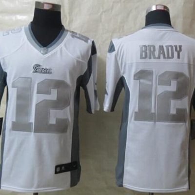 Nike Patriots #12 Tom Brady White Stitched NFL Limited Platinum Jersey
