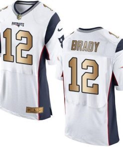 Nike Patriots #12 Tom Brady White Stitched NFL New Elite Gold Jersey