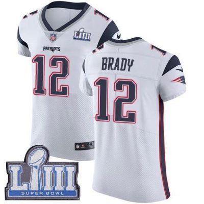 Nike Patriots #12 Tom Brady White Super Bowl LIII Bound Stitched NFL Vapor Untouchable Elite Jersey