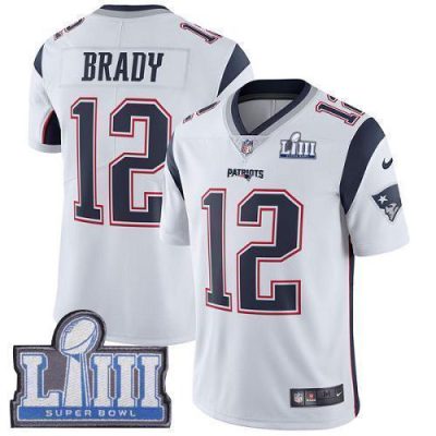 Nike Patriots #12 Tom Brady White Super Bowl LIII Bound Stitched NFL Vapor Untouchable Limited Jersey