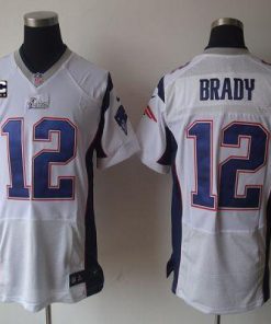 Nike Patriots #12 Tom Brady White With C Patch Stitched NFL Elite Jersey