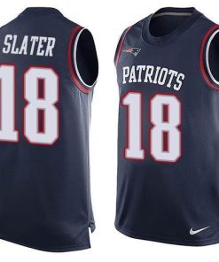 Nike Patriots #18 Matt Slater Navy Blue Team Color Stitched NFL Limited Tank Top Jersey