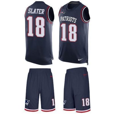 Nike Patriots #18 Matt Slater Navy Blue Team Color Stitched NFL Limited Tank Top Suit Jersey