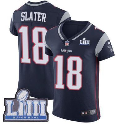 Nike Patriots #18 Matt Slater Navy Blue Team Color Super Bowl LIII Bound Stitched NFL Vapor Untouchable Elite Jersey