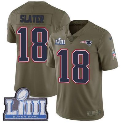 Nike Patriots #18 Matt Slater Olive Super Bowl LIII Bound Stitched NFL Limited 2017 Salute To Service Jersey