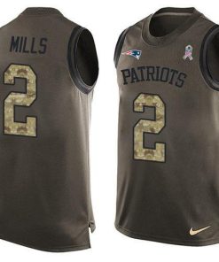 Nike Patriots #2 Jalen Mills Green Stitched NFL Limited Salute To Service Tank Top Jersey