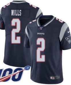 Nike Patriots #2 Jalen Mills Navy Blue Team Color Stitched NFL 100th Season Vapor Limited Jersey