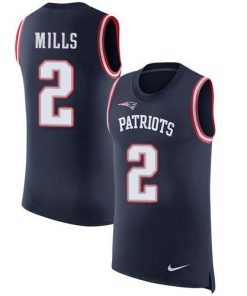 Nike Patriots #2 Jalen Mills Navy Blue Team Color Stitched NFL Limited Rush Tank Top Jersey