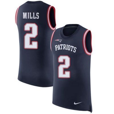 Nike Patriots #2 Jalen Mills Navy Blue Team Color Stitched NFL Limited Rush Tank Top Jersey