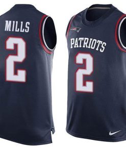 Nike Patriots #2 Jalen Mills Navy Blue Team Color Stitched NFL Limited Tank Top Jersey