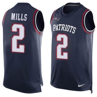 Nike Patriots #2 Jalen Mills Navy Blue Team Color Stitched NFL Limited Tank Top Jersey