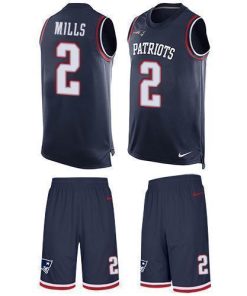 Nike Patriots #2 Jalen Mills Navy Blue Team Color Stitched NFL Limited Tank Top Suit Jersey