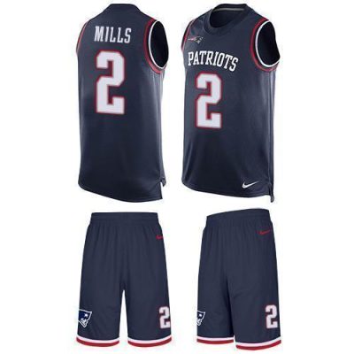 Nike Patriots #2 Jalen Mills Navy Blue Team Color Stitched NFL Limited Tank Top Suit Jersey