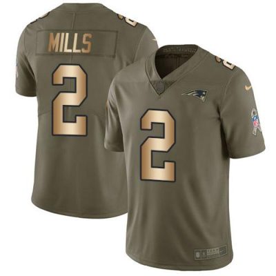 Nike Patriots #2 Jalen Mills Olive/Gold Stitched NFL Limited 2017 Salute To Service Jersey