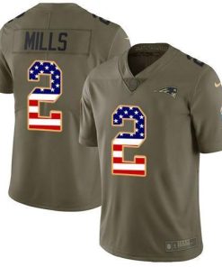 Nike Patriots #2 Jalen Mills Olive/USA Flag Stitched NFL Limited 2017 Salute To Service Jersey