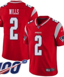 Nike Patriots #2 Jalen Mills Red Stitched NFL Limited Inverted Legend 100th Season Jersey