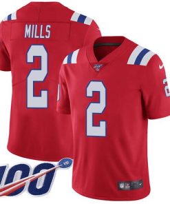 Nike Patriots #2 Jalen Mills Red Alternate Stitched NFL 100th Season Vapor Limited Jersey