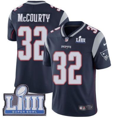 Nike Patriots #32 Devin McCourty Navy Blue Team Color Super Bowl LIII Bound Stitched NFL Vapor Untouchable Limited Jersey