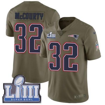 Nike Patriots #32 Devin McCourty Olive Super Bowl LIII Bound Stitched NFL Limited 2017 Salute To Service Jersey