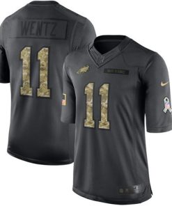 Nike Philadelphia Eagles #11 Carson Wentz Black Stitched NFL Limited 2016 Salute To Service Jersey