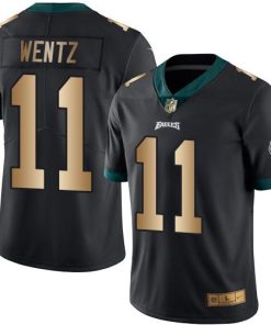 Nike Philadelphia Eagles #11 Carson Wentz Black Stitched NFL Limited Gold Rush Jersey