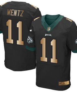 Nike Philadelphia Eagles #11 Carson Wentz Black Alternate Stitched NFL New Elite Gold Jersey