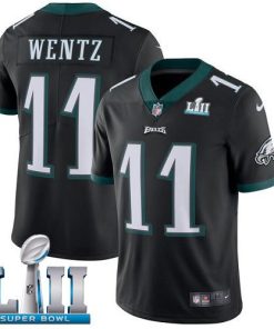 Nike Philadelphia Eagles #11 Carson Wentz Black Alternate Super Bowl LII Stitched NFL Vapor Untouchable Limited Jersey