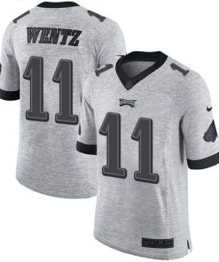 Nike Philadelphia Eagles #11 Carson Wentz Gray Stitched NFL Limited Gridiron Gray II Jersey