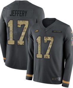 Nike Philadelphia Eagles #17 Alshon Jeffery Anthracite Salute to Service Stitched NFL Limited Therma Long Sleeve Jersey